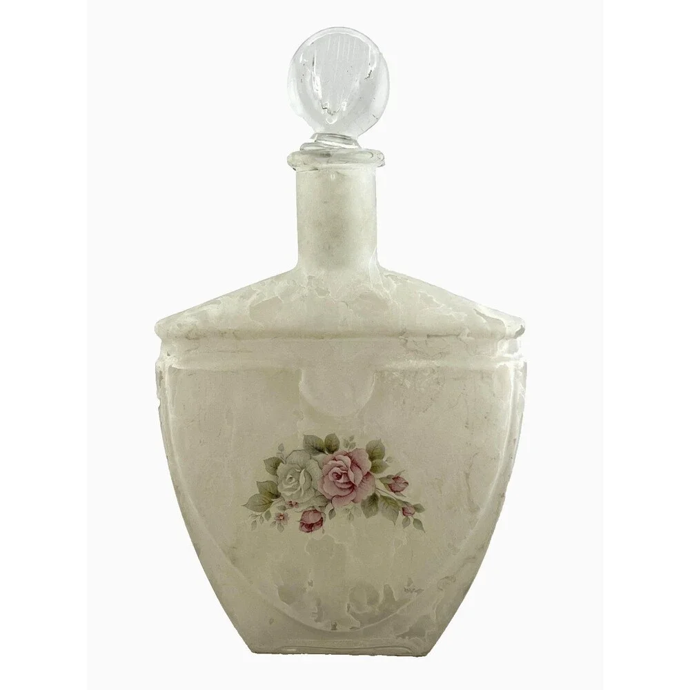 Arte MURANO Crystal Silvestri Decanter & Cordial Glasses Set White Marble Rose